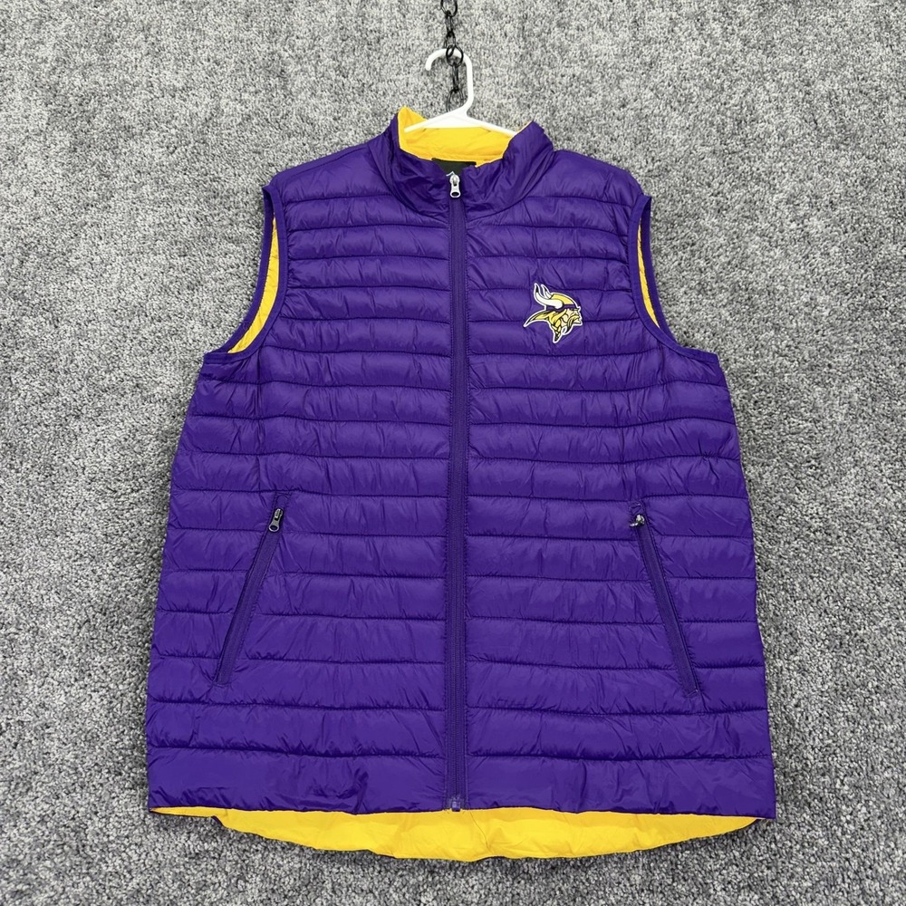 Minnesota Vikings Jacket Mens Large Purple NFL Football NFL Puffer Vest Logo